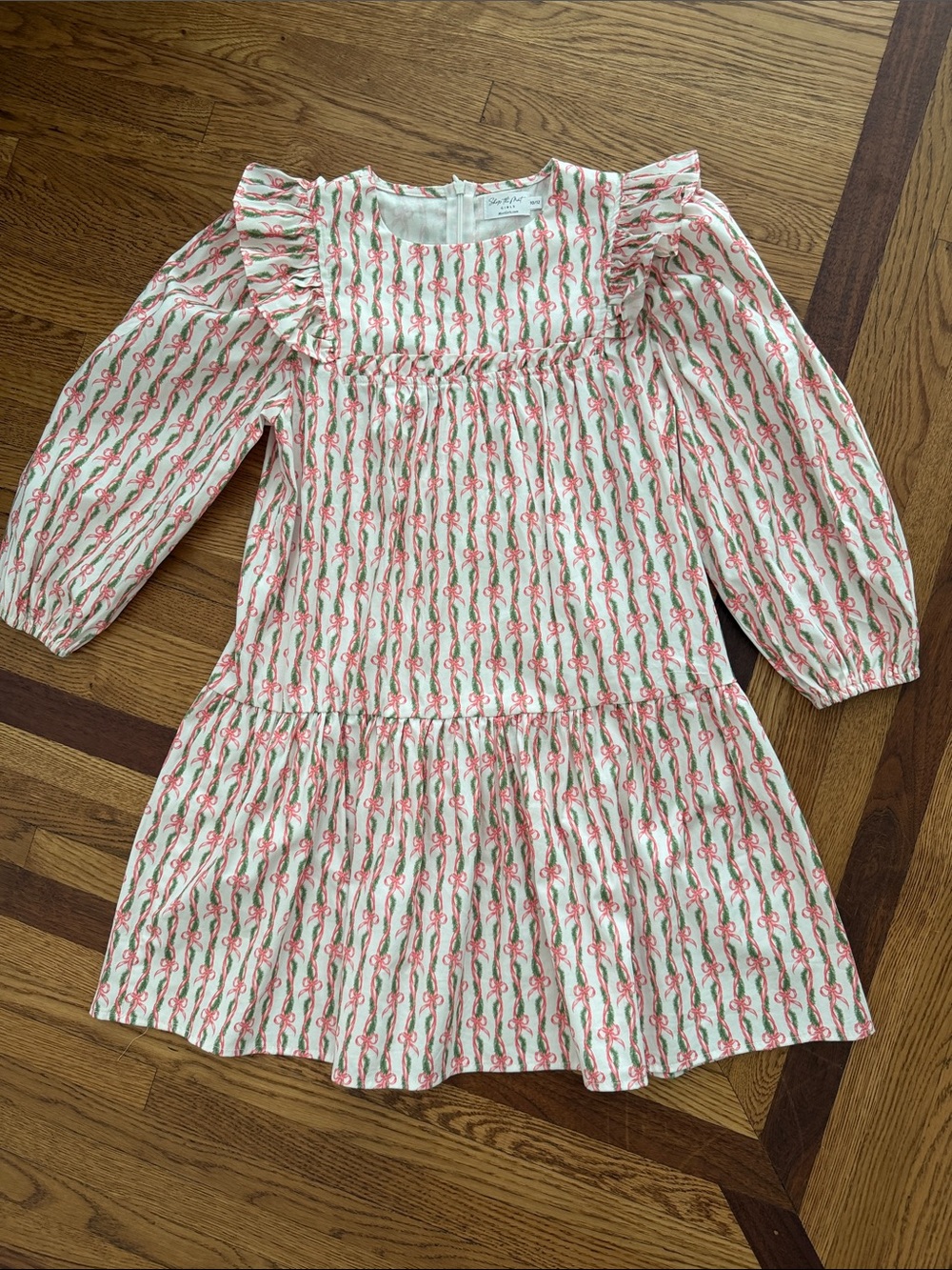 Shop The Mint Girls Pink & Green Ruffled Collar Christmas Dress Size 10/12